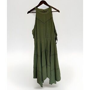 Wrangler Retro NWT Sage Green Asymmetrical Hem Fairy Dress High Neck Eyelet L